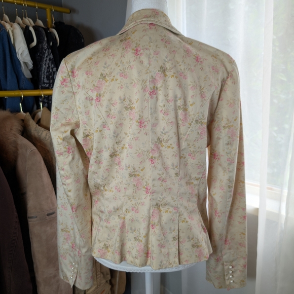 Chaps Y2K Floral Blazer Pearl Button Jacket - Picture 6 of 8